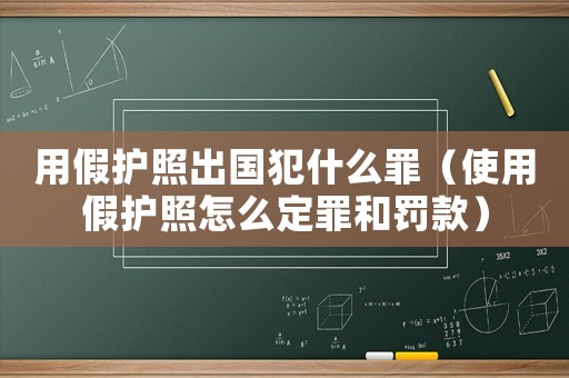 用假護照出國犯什么罪（使用假護照怎么定罪和罰款）