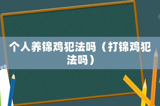 個人養錦雞犯法嗎（打錦雞犯法嗎）