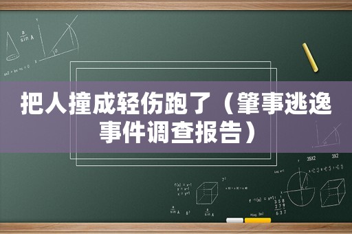 把人撞成輕傷跑了（肇事逃逸事件調查報告）