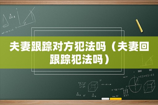 夫妻跟蹤對方犯法嗎（夫妻回跟蹤犯法嗎）
