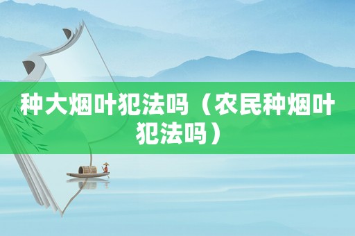 種大煙葉犯法嗎（農民種煙葉犯法嗎）