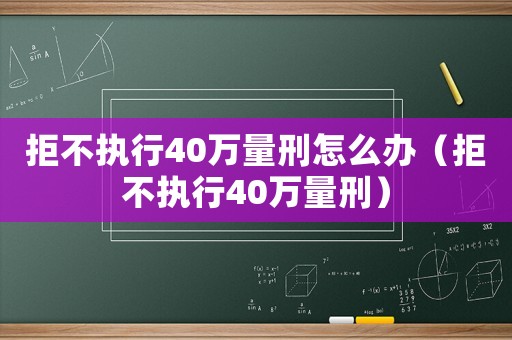 拒不執(zhí)行40萬量刑怎么辦（拒不執(zhí)行40萬量刑）