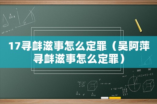 17尋釁滋事怎么定罪（吳阿萍尋釁滋事怎么定罪）