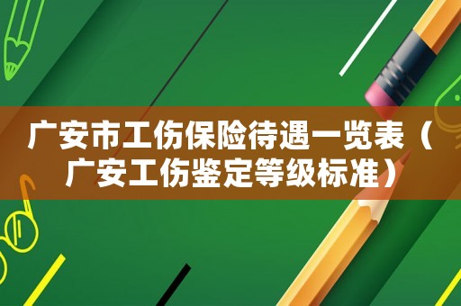 廣安市工傷保險(xiǎn)待遇一覽表（廣安工傷鑒定等級標(biāo)準(zhǔn)）