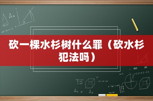 砍一棵水杉樹什么罪（砍水杉犯法嗎）