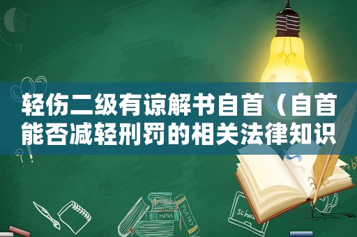 輕傷二級有諒解書自首（自首能否減輕刑罰的相關法律知識）