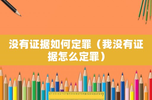沒有證據如何定罪（我沒有證據怎么定罪）
