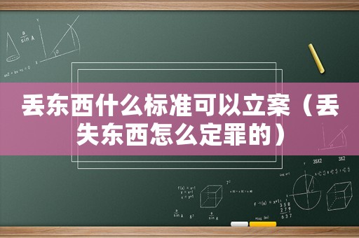 丟東西什么標準可以立案（丟失東西怎么定罪的）