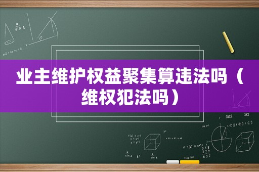 業(yè)主維護(hù)權(quán)益聚集算違法嗎（維權(quán)犯法嗎）