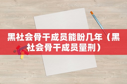 黑社會骨干成員能盼幾年（黑社會骨干成員量刑）