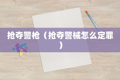 搶奪警槍（搶奪警械怎么定罪）
