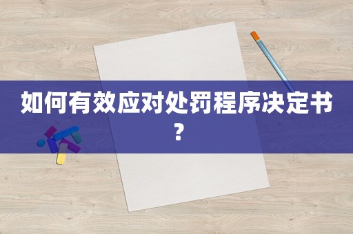 如何有效應對處罰程序決定書？