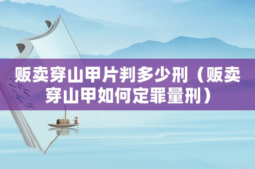 販賣穿山甲片判多少刑（販賣穿山甲如何定罪量刑）