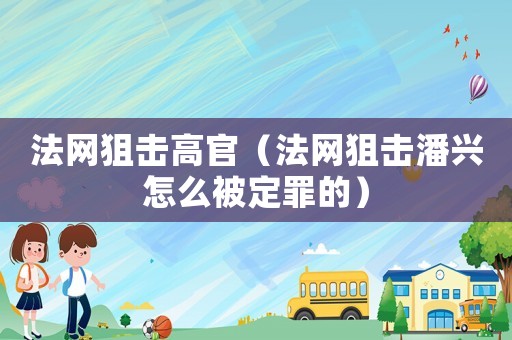 法網狙擊高官（法網狙擊潘興怎么被定罪的）