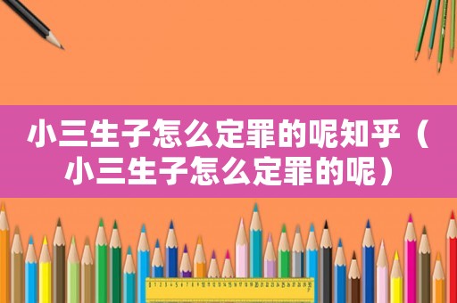 小三生子怎么定罪的呢知乎（小三生子怎么定罪的呢）