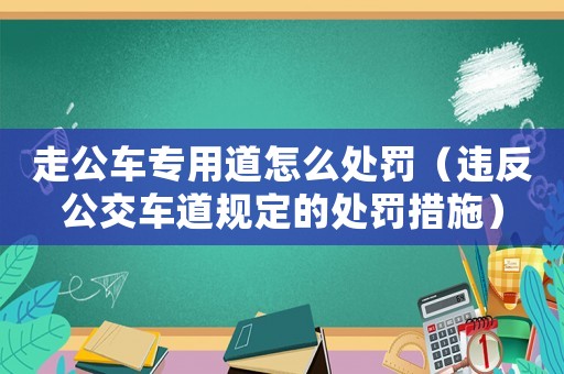 走公車專用道怎么處罰（違反公交車道規定的處罰措施）