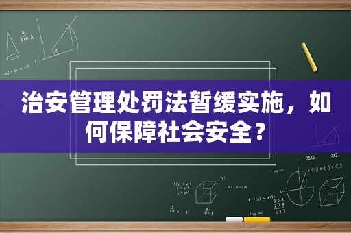 治安管理處罰法暫緩實施，如何保障社會安全？