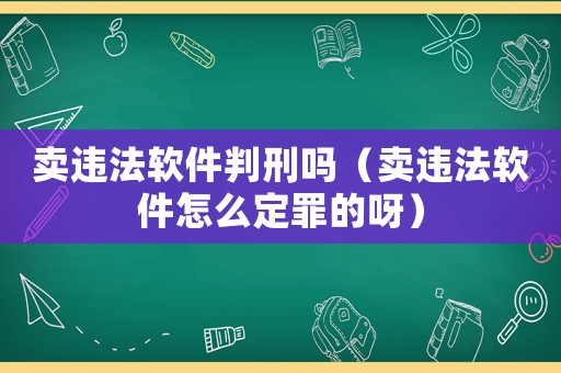 賣違法軟件判刑嗎（賣違法軟件怎么定罪的呀）