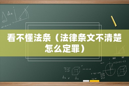 看不懂法條（法律條文不清楚怎么定罪）