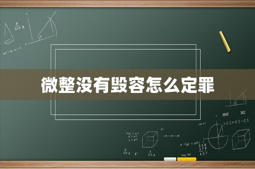 微整沒(méi)有毀容怎么定罪
