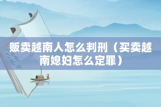 販賣越南人怎么判刑（買賣越南媳婦怎么定罪）