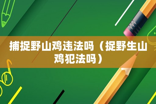 捕捉野山雞違法嗎（捉野生山雞犯法嗎）