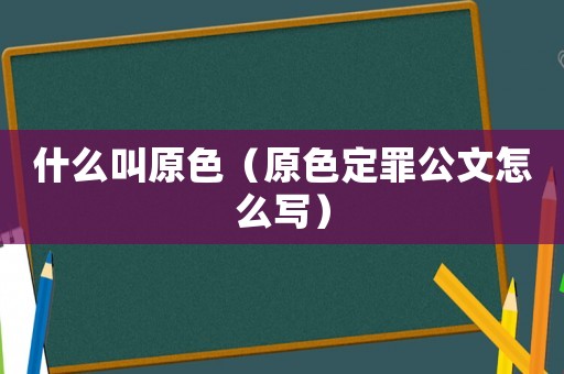 什么叫原色（原色定罪公文怎么寫）
