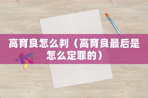 高育良怎么判（高育良最后是怎么定罪的）