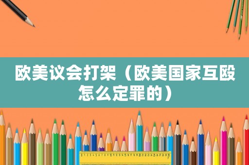 歐美議會打架（歐美國家互毆怎么定罪的）