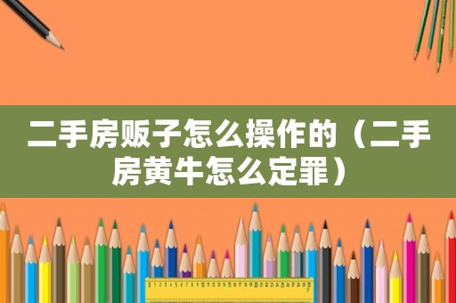 二手房販子怎么操作的（二手房黃牛怎么定罪）