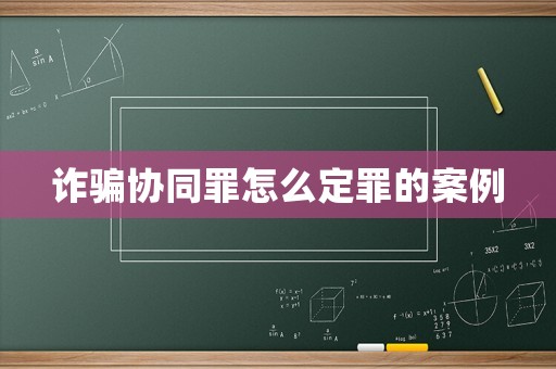 詐騙協(xié)同罪怎么定罪的案例