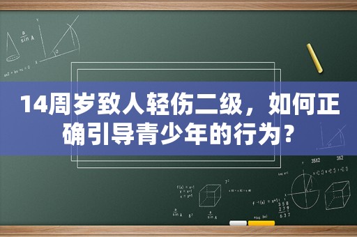 14周歲致人輕傷二級，如何正確引導青少年的行為？