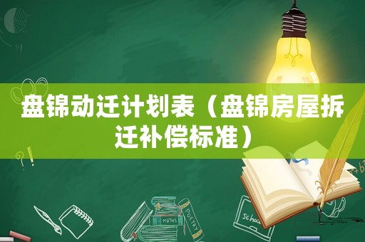 盤錦動遷計劃表（盤錦房屋拆遷補償標準）