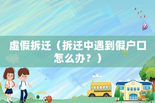 虛假拆遷（拆遷中遇到假戶口怎么辦？）
