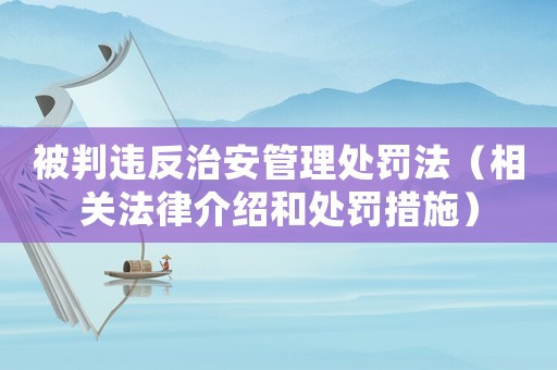 被判違反治安管理處罰法（相關法律介紹和處罰措施）