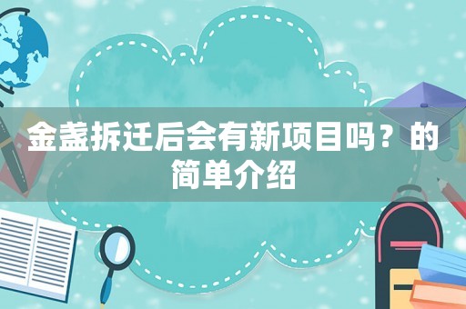 金盞拆遷后會有新項目嗎？的簡單介紹
