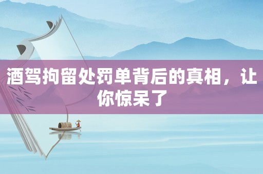酒駕拘留處罰單背后的真相，讓你驚呆了