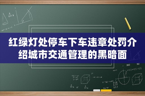 紅綠燈處停車下車違章處罰介紹城市交通管理的黑暗面