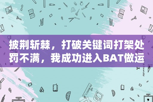 披荊斬棘，打破關鍵詞打架處罰不滿，我成功進入BAT做運營