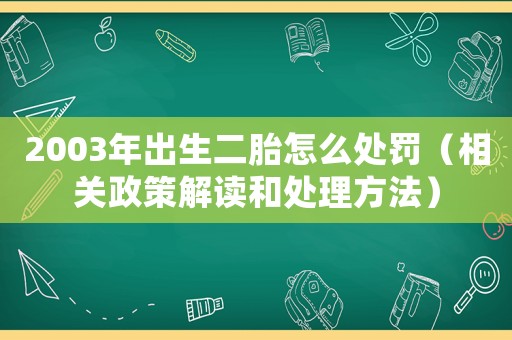 2003年出生二胎怎么處罰（相關政策解讀和處理方法）