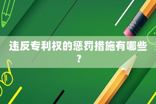 違反專利權(quán)的懲罰措施有哪些？