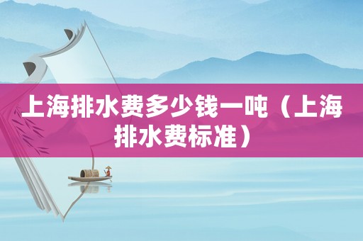 上海排水費多少錢一噸（上海排水費標準）