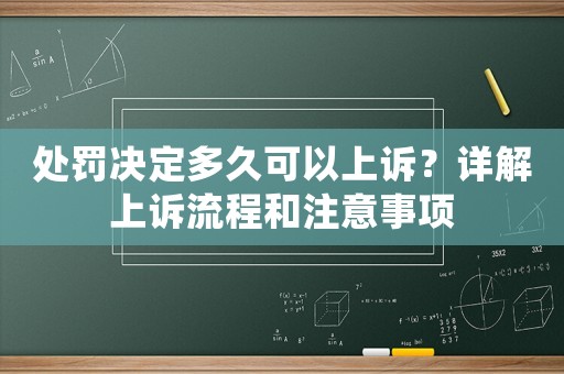 處罰決定多久可以上訴？詳解上訴流程和注意事項