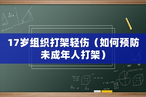 17歲組織打架輕傷（如何預防未成年人打架）