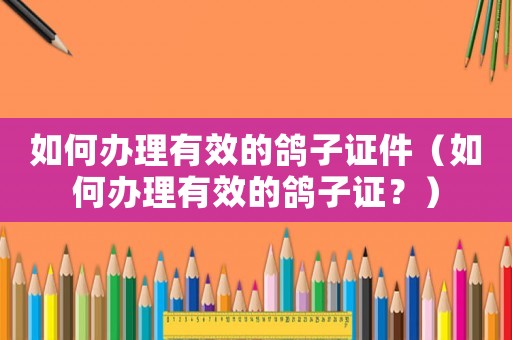 如何辦理有效的鴿子證件（如何辦理有效的鴿子證？）