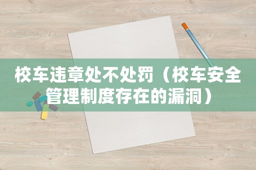 校車違章處不處罰（校車安全管理制度存在的漏洞）
