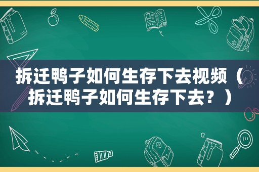 拆遷鴨子如何生存下去視頻（拆遷鴨子如何生存下去？）