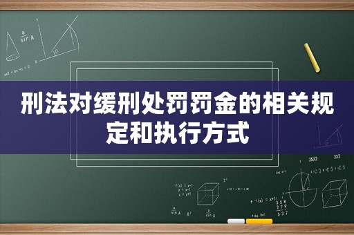 刑法對緩刑處罰罰金的相關規定和執行方式