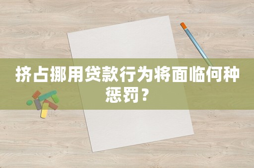 擠占挪用貸款行為將面臨何種懲罰？