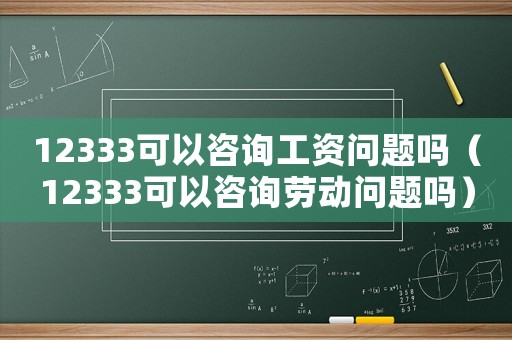 12333可以咨詢(xún)工資問(wèn)題嗎（12333可以咨詢(xún)勞動(dòng)問(wèn)題嗎）